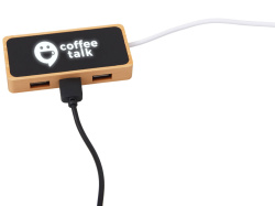 USB хаб с подсветкой лого «Reedia S5», 3*USB, 1*Type C, Цвет черный/натуральный