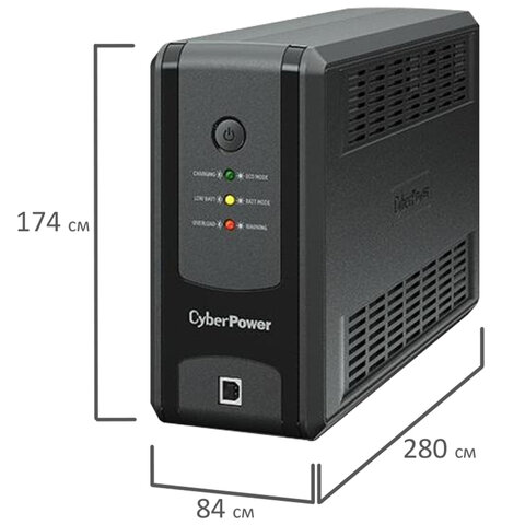 Источник бесперебойного питания CYBERPOWER UT650EG, 650 VA (360 W), 3 евророзетки, 2 розетки RJ-45