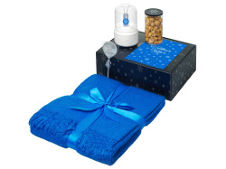 Подарочный набор «Re:Snug» с пледом, увлажнителем и попкорном, Цвет синий