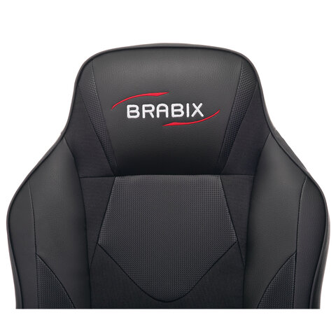 Кресло компьютерное BRABIX "Game GM-017", экокожа/ткань, черное, 532641, GM-017_532641