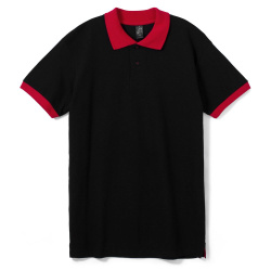Рубашка поло Prince 190, черная с красным, XS–XXL