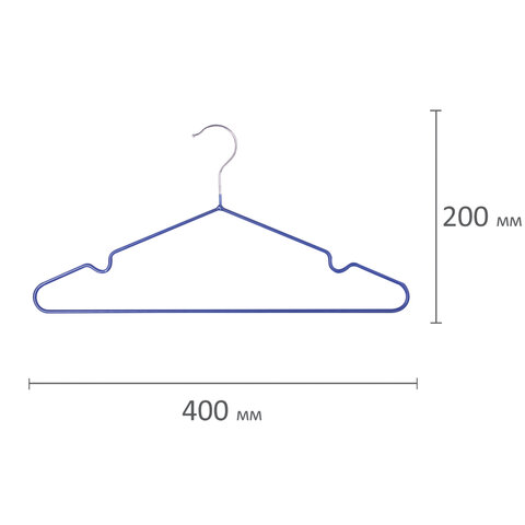 Вешалки-плечики, размер 48-50, КОМПЛЕКТ 10 шт., металл/ПВХ, перекладина, цвет синий, BRABIX "Стандарт", 601166