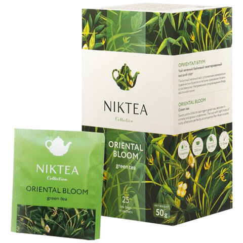 Чай NIKTEA "Oriental Bloom" зеленый, 25 пакетиков в конвертах по 2 г, TALTHA-DP0056