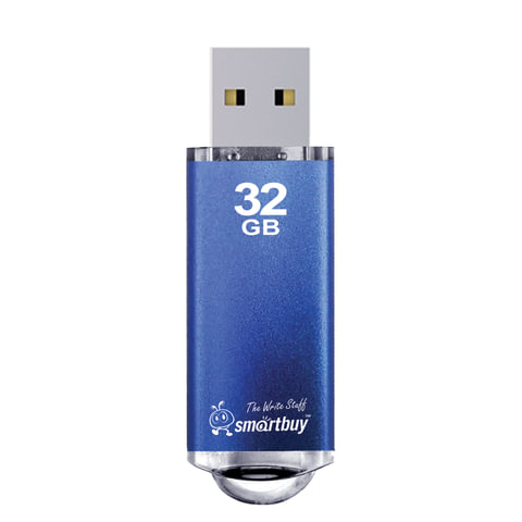 Флеш-диск 32 GB, SMARTBUY V-Cut, USB 2.0, металлический корпус, синий, SB32GBVC-B