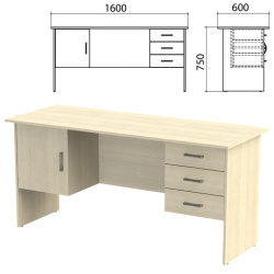 Стол письменный "Канц", 1600х600х750 мм, 2 тумбы, комбинированный, цвет дуб молочный (КОМПЛЕКТ)