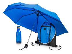 Набор «Walk» с бутылкой для воды и зонтом, Цвет синий