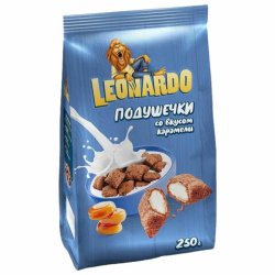 Готовый завтрак LEONARDO "Подушечки" со вкусом карамели, 250 г, РВР162