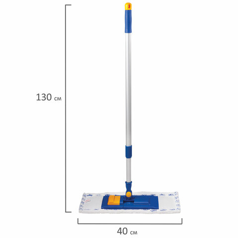 Швабра с флаундером 40 см, телескопический черенок 130 см, резьба 1,6 см, микрофибра/абразив (ТИП К), LAIMA, 601462