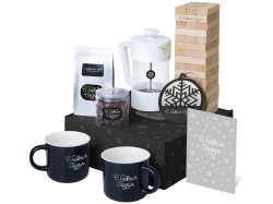 Подарочный набор «Re:Together» с френчпрессом, кружками и дженгой, Цвет белый