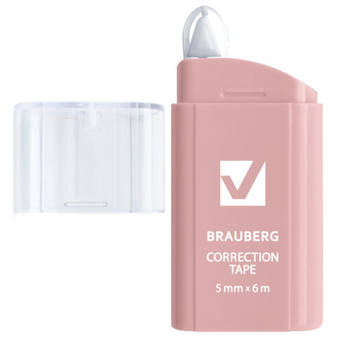 Корректирующая лента BRAUBERG COMPACT PASTEL, 5 мм х 6 м, корпус ассорти, блистер, 272495