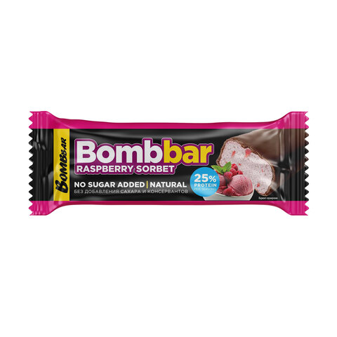 Батончик BOMBBAR "Малиновый сорбет" без сахара 40 г, шоу-бокс, ББР98