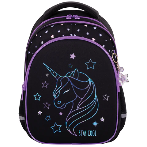 Рюкзак BRAUBERG OPTIMA, 2 отделения, с брелоком, "Radiant unicorn", 36х27х18 см, 273157
