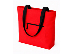 Сумка на молнии Zipper Neo из хлопка 280 г c карманом на молнии спереди, Цвет красный