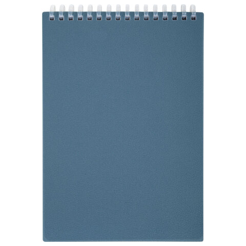 Блокнот А5, 80 л., силиконовый гребень, обложка пластик, клетка, BRAUBERG, синий, 117561
