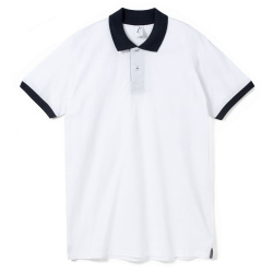 Рубашка поло Prince 190, белая с темно-синим, XS–XXL