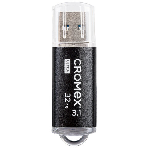 Флеш-диск 32 GB, CROMEX (КРОМЕКС) Ultra USB 3.1, металлический корпус, черный, 514163