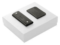 Подарочный набор Long River: картхолдер, ключница, Размер С лого, Цвет черный/белый