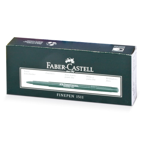 Ручка капиллярная (линер) FABER-CASTELL "Finepen 1511", СИНЯЯ, корпус темно-зеленый, линия письма 0,4 мм, 151151