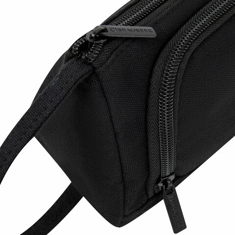 Пенал-косметичка BRAUBERG с ручкой, 1 откидная планка, полиэстер, 22x10х8 см, Black, 272339