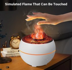 Увлажнитель - ночник (аромадиффузор) с эффектом пламени Вулкан Лава/ Ароматерапия для дома, 350 мл