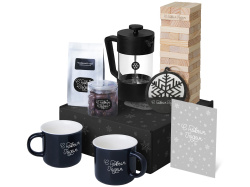 Подарочный набор «Re:Together» с френчпрессом, кружками и дженгой, Цвет черный