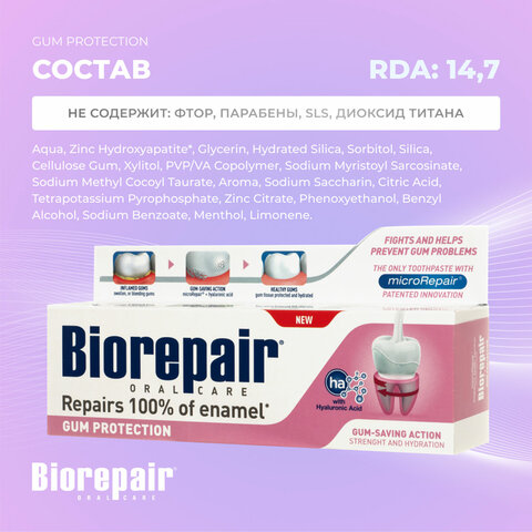 Зубная паста 75 мл BIOREPAIR "Gum protection", защита десен, ИТАЛИЯ, GA1732100