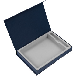 Коробка Silk с ложементом под ежедневник 15х21 см и ручку, ver.2, темно-синяя, 27х18х3,5 см
