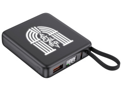 Внешний аккумулятор с подсветкой лого «Nex», 5000 мАч, Цвет черный