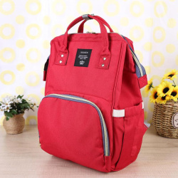 Сумка - рюкзак для мамы Baby Mo с USB /  Цветотерапия, качество, стиль Красный с карабином и креплен