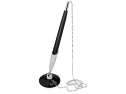 Ручка пластиковая шариковая на подставке «Холд», Цвет черный/серебристый