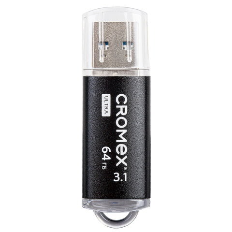 Флеш-диск 64 GB, CROMEX (КРОМЕКС) Ultra USB 3.1, металлический корпус, черный, 514164