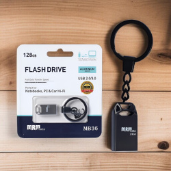 USB-накопитель MRM MB36, металлический, 128 ГБ, 10 Мб/с, USB 2.0/3.0, черный / Прочность и удобство для ваших данных