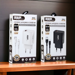 Сетевое зарядное устройство MRM S95 5V/3.1A, 1USB QC3.0, с кабелем Type-C 1м, черный и белый цвет