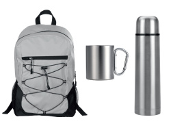 Набор туриста с термосом и кружкой в рюкзаке, Цвет серый