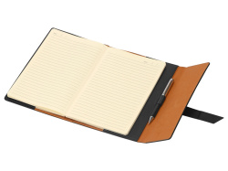 Бизнес-блокнот А5 с клапаном «Fabrizio» с ручкой, Цвет черный, серебристый