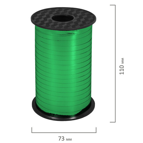 Лента упаковочная декоративная для шаров и подарков, металлик, 5 мм х 250 м, зеленая, ЗОЛОТАЯ СКАЗКА, 591819