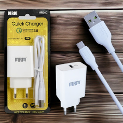 Сетевое зарядное устройство MRM MR30m QC3.0 5V/3.1A, 1USB, с кабелем Micro 1,2м, белый