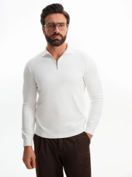 Рубашка поло мужская с длинным рукавом Terrazzo, белая, S–3XL