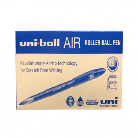 Ручка-роллер Uni-Ball "AIR Micro", СИНЯЯ, корпус голубой, узел 0,5 мм, линия 0,24 мм, 15951, UBA-188-E BLUE