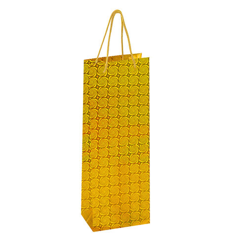 Пакет подарочный для бутылки 13x9x36 см (B), НАБОР 8 шт., 4 дизайна, голография, ЗОЛОТАЯ СКАЗКА, 609735