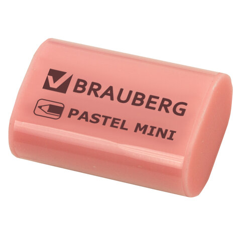 Ластик BRAUBERG "Pastel Mini", 27х18х10 мм, ассорти пастельных цветов, экологичный ПВХ, 229581