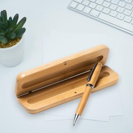 Шариковая ручка из бамбука BODONI, в бамбуковом футляре с магнитной застежкой