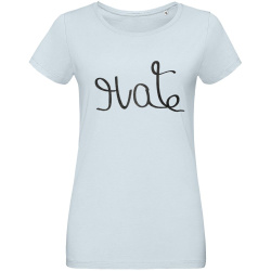 Футболка женская Hate-Love, голубая, S–XL