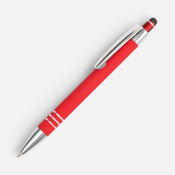 Ручка шариковая Sansen Soft Touch со стилусом, красная, 13,9х1,1 см