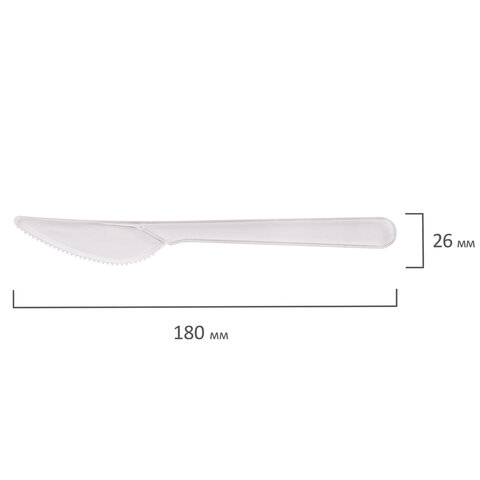 Нож одноразовый пластиковый 180 мм, прозрачный, КОМПЛЕКТ 50 шт., ЭТАЛОН, БЕЛЫЙ АИСТ, 607843