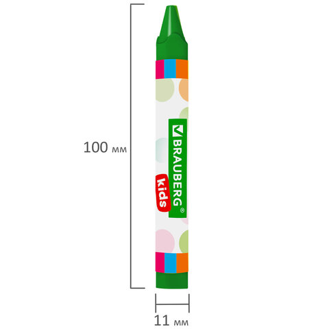 Восковые мелки трехгранные утолщенные BRAUBERG KIDS, НАБОР 12 цветов, 271695