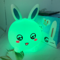 Cветильник – ночник из мягкого силикона "Белый Кролик" LED мультиколор (Пульт управления) Голубой