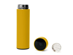 Термос FAMILY MARK LED, индикатор, soft touch, Цвет желтый