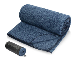 Плед вязаный «Blend» в чехле, Цвет синий