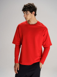 Футболка оверсайз с двойным рукавом Kosmos, красная, XS–XXL